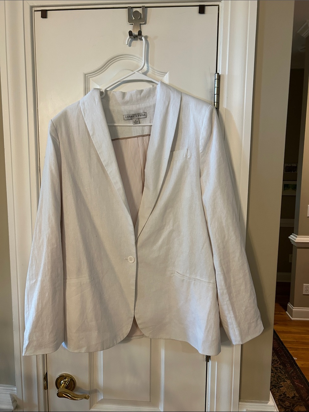 Larry Levine White Single-Button Notch Lapel Blazer